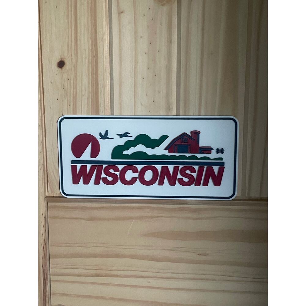 Wisconsin License Plate Logo Sign